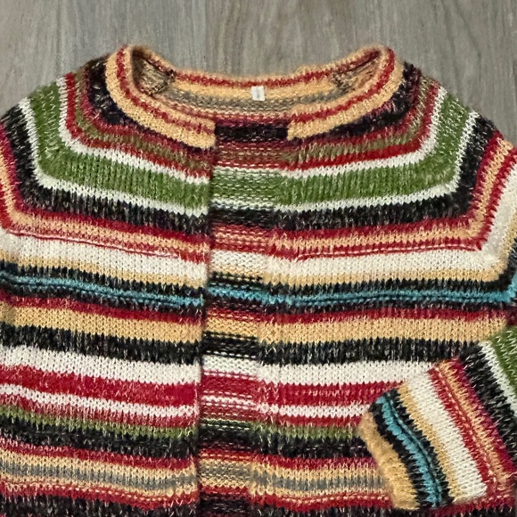 LIKE NEW! Women's Multicolored Striped Cardigan - SMALL - Picture 2 of 8